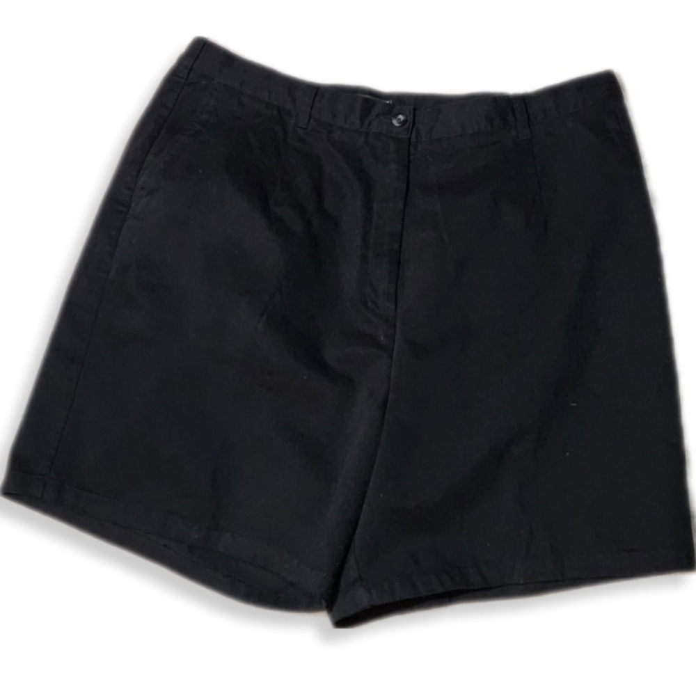 Eddie Bauer Women's Black Shorts Elastic Panel on Side Waistband Flat Front 20W